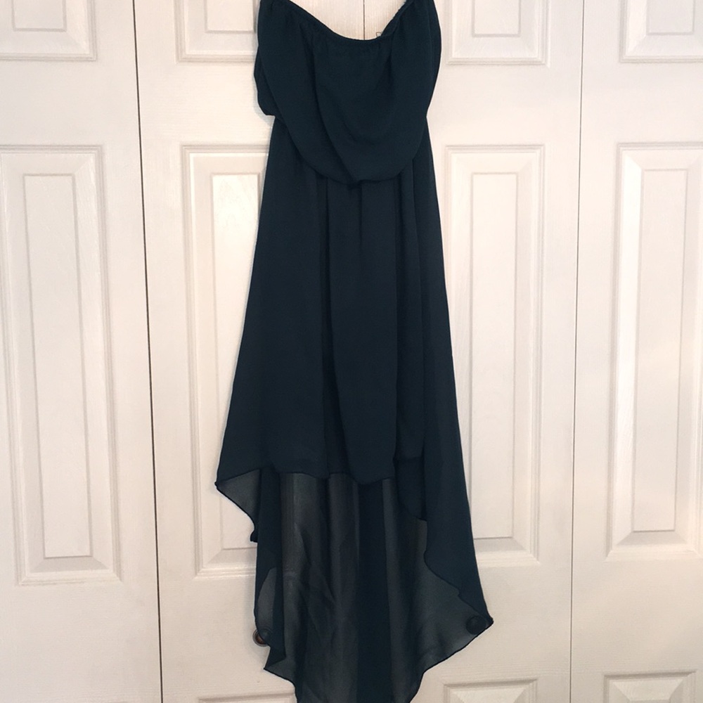 Strapless Dark green flowy dress